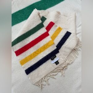 Vintage Hudson’s Bay Johnstons of Elgin Wool Scarf with hbc Stripes
